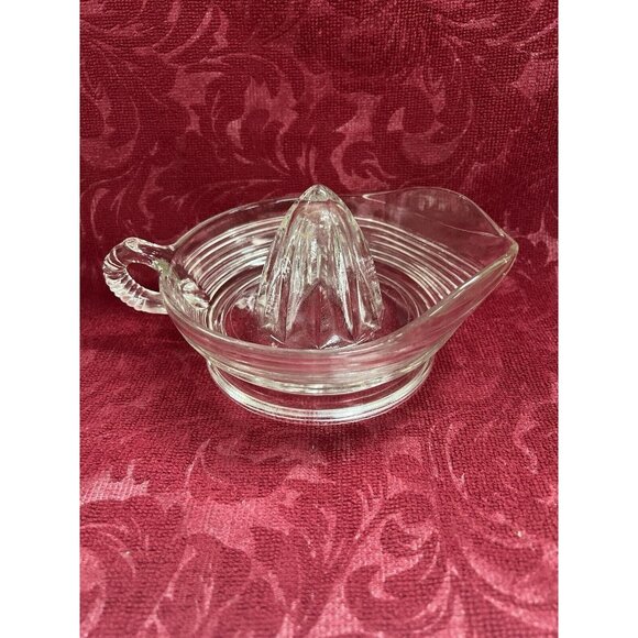 Vintage Anchor Hocking Large Clear Glass Handled Juicer Fruit Reamer Pedestal - Picture 1 of 11